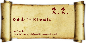 Kuhár Klaudia névjegykártya